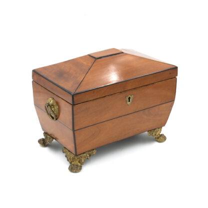 Satinwood Tent Top Tea Caddy With Two Interior Compartments; English, Circa 1840.