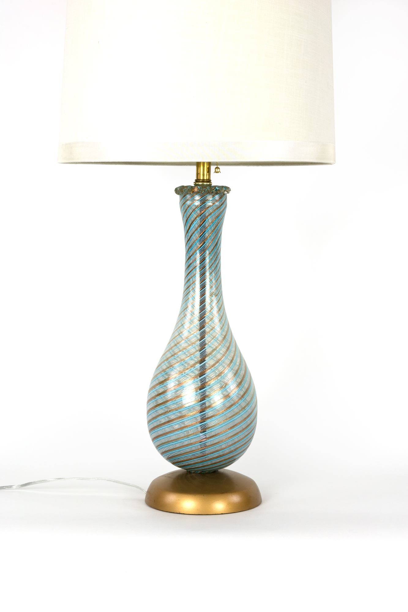 bus wetgeving worm Italian Mid-Century Blue And Gold Swirled Glass Lamp, Circa 1950. - Garden  Court Antiques