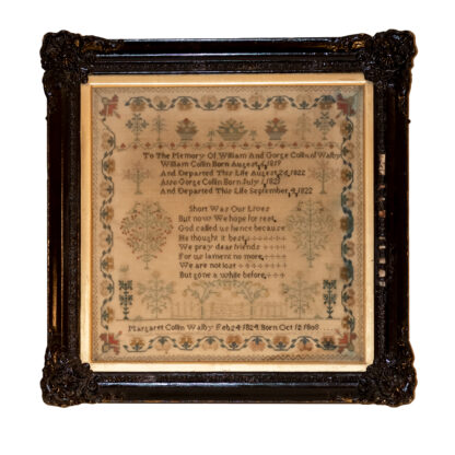 Sampler by Margaret C. Walby, Dated 1824 in Black Frame, Mrs. L.R. Maas, English, Circa 1824.