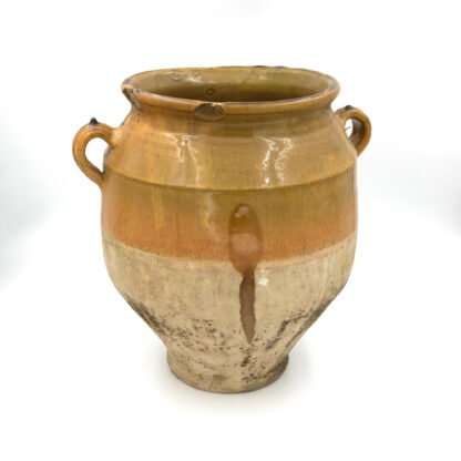 Large French Confit Pot in Yellow & Green Glaze, Circa 1880. (12 in.)