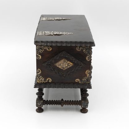 Side view of a Portuguese Solid Rosewood Box With Drawer In The Form Of A Gothic Sideboard, Circa 1810.