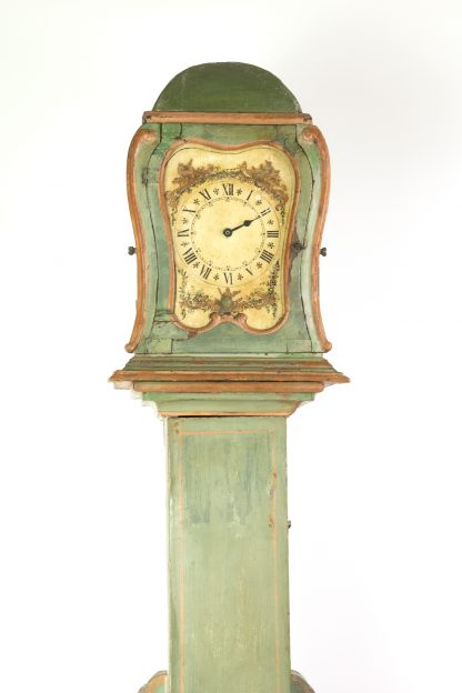 Late 18th Century Painted Tall Case Clock, French Circa 1770.