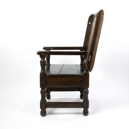 A Rare Welsh 18th Century Joined Oak Convertible Monks Chair / Table with A Single Drawer.