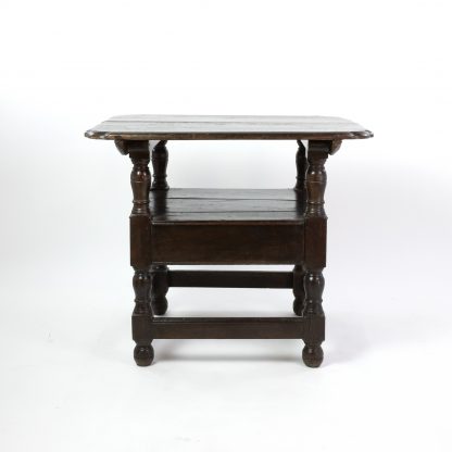 A Rare Welsh 18th Century Joined Oak Convertible Monks Chair / Table with A Single Drawer.