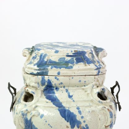 A Continental Faience Portable Stove And Cover, Late 18th/19th Century