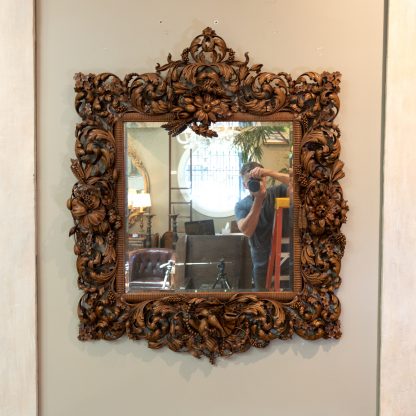 Grindling Gibbons style Carved Limewood Mirror Frame, English Circa 1880.