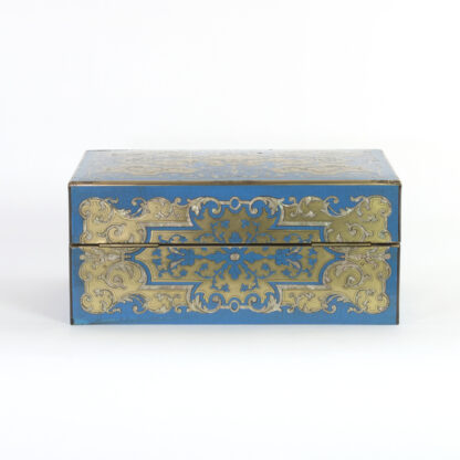 Luxurious Boulle Work Dressing Box Of Brass, Blue Enamel & Mother-of-Pearl, Circa 1850.