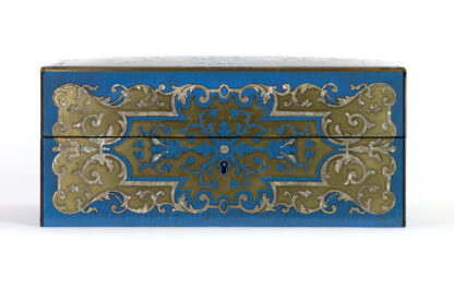 Luxurious Boulle Work Dressing Box Of Brass, Blue Enamel & Mother-of-Pearl, Circa 1850.