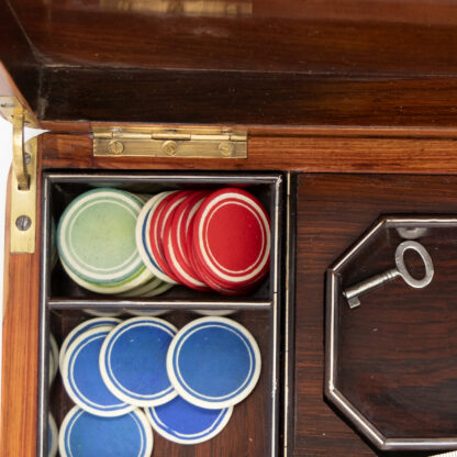 An Elegant French Games Token Box In Rare Kingwood; French Circa 1860-1880.