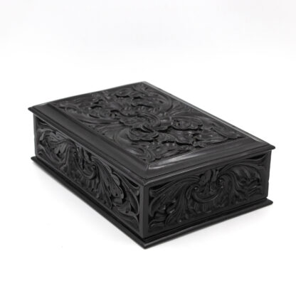 19th Century South Indian or Ceylonese Deeply Carved Ebony Box, Circa 1860.