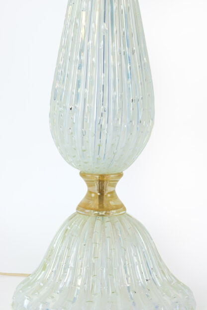 Very Large Opalescent Murano Glass Table Lamp with Controlled Bubbles And Gold Leaf Inclusions, Italy Circa 1950.