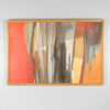 Mid Modern Abstract Painting, Oil-On-Board In Simple Maple Frame, American 1970’s.