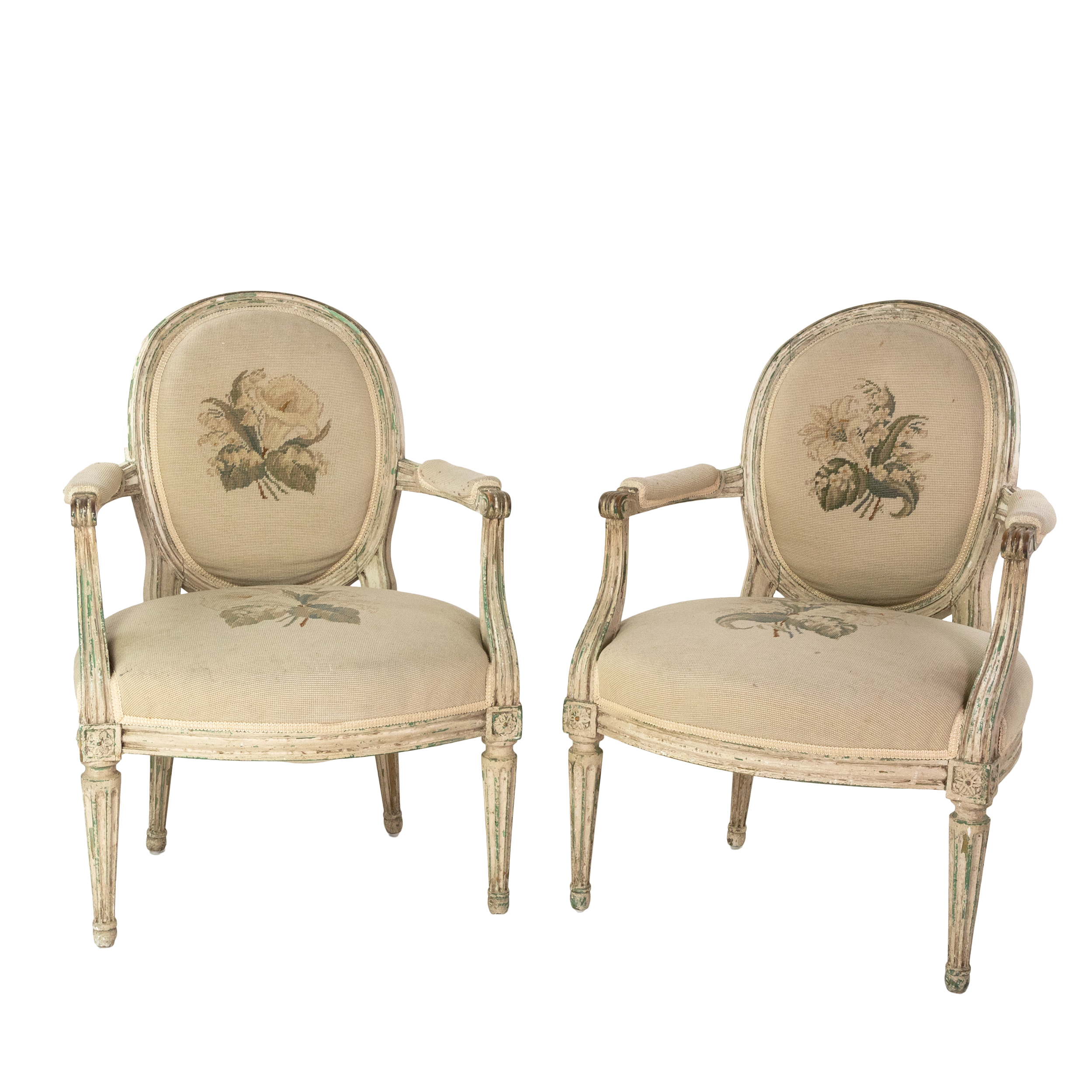 Evalueerbaar tunnel tornado Pair of Louis XVI style Oval Back White-Painted Fauteuils, French Circa  1880 - Garden Court Antiques