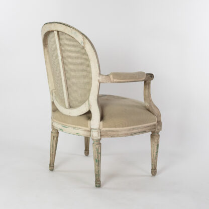 Pair of Louis XVI style Oval Back White-Painted Fauteuils, French Circa 1880