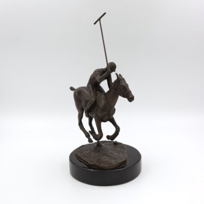 Patinated Bronze Model Of A Polo Player On Horseback, American 20th Century.