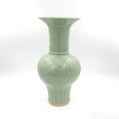 Pair Of Chinese Celadon Glaze, Yen Yen Form Vases, 20th Century.