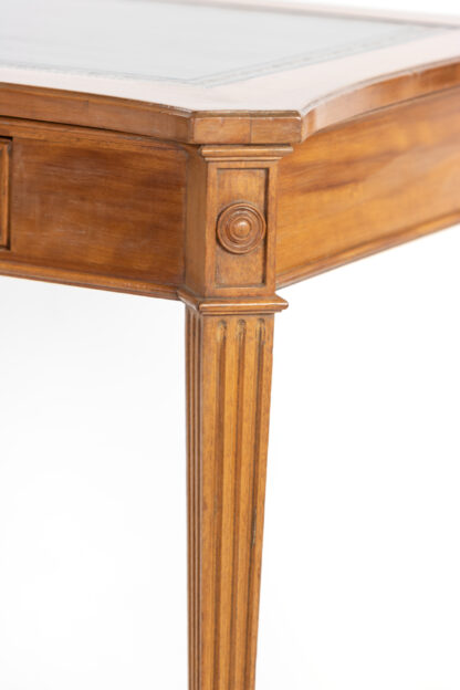 Pair Of Neoclassical Style Side Tables With Single Drawer Black With Embossed Leather Inset Tops American 20th Century