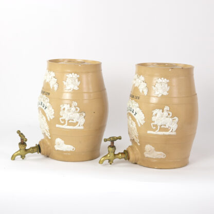 Pair Of Ceramic Royal Doulton Sherry And Brandy Barrels, English Circa 1900.