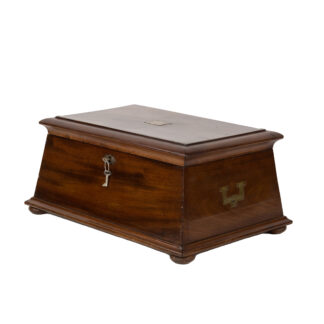 Large Mahogany Box With Moulded Top, Canted Side English, Circa 1880.