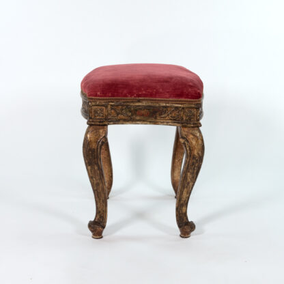 French Paint and parcel gilt upholstered stool, French circa 1850.