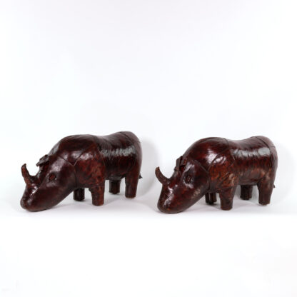 Pair Of Small Leather Rhinoceros Foot Stools By Dimitri Omersa, English Circa 1970.
