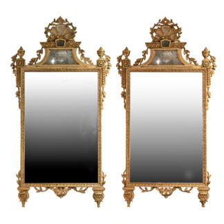 Pair Of Italian Neoclassical Period Carved Giltwood Mirrors, circa 1790