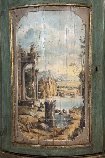 Painted Italian Bowfront Corner Cupboard, Circa 1780.
