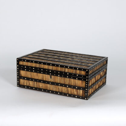 Handsome Anglo Indian Large Scale Ebony And Quill Box, Circa 1880.