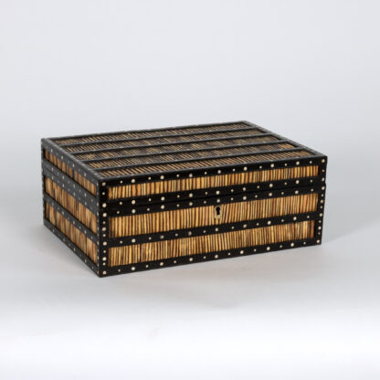 Handsome Anglo Indian Large Scale Ebony And Quill Box, Circa 1880.