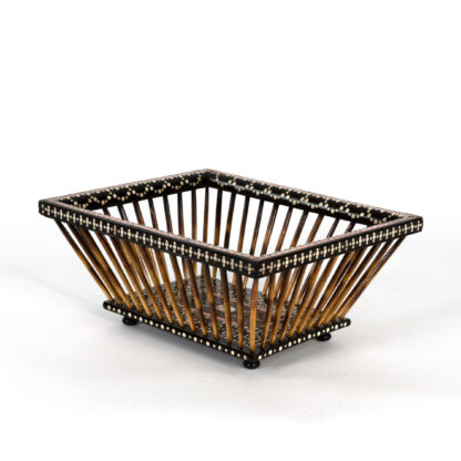 A Large Anglo Indian Porcupine Quill And Ebony Basket, Circa 1880.
