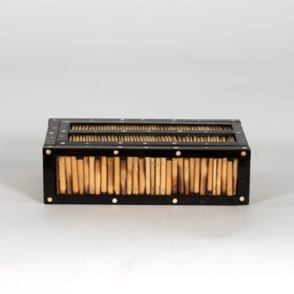 Anglo Indian Ebony and porcupine quill box with sliding top, Circa 1880. Box F
