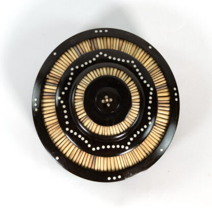 A Rare Anglo Indian Porcupine Quill Box In Turned Solid Ebony Of Circular Form, Circa 1870