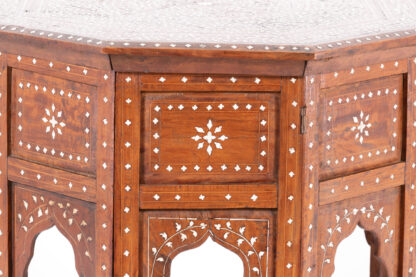 Anglo-Indian Bone and Ebony Inlaid Octagonal Traveling Table, India, Circa 1880.