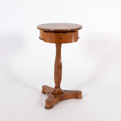 Round Fruitwood Pedestal Table With Nautical Star Inlay On Top, French Circa 1880.