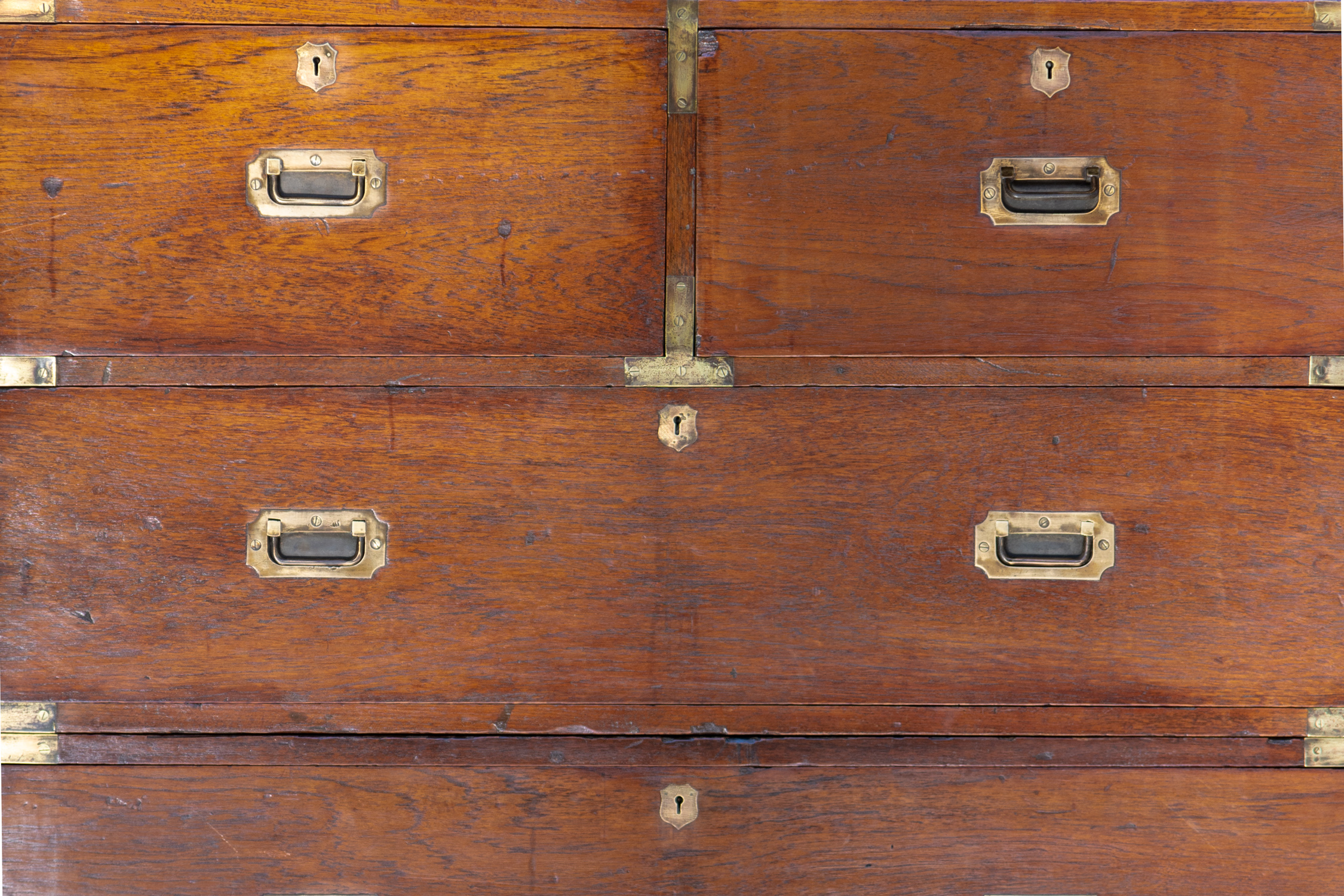 Handsome Mahogany Campaign Chest On Chest, Circa 1850.