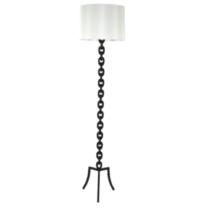 Black Painted Iron Floor Lamp With Tripod Base Recently Re-Wired, French Circa 1950.