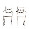 Pair Of Iron Strapwork Armchairs, English, 20th Century.