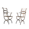 Pair Of Iron Strapwork Armchairs, English, 20th Century.