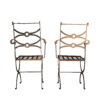 Pair Of Iron Strapwork Armchairs, English, 20th Century.