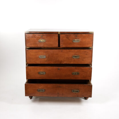 Handsome Mahogany Campaign Chest On Chest, Circa 1850.
