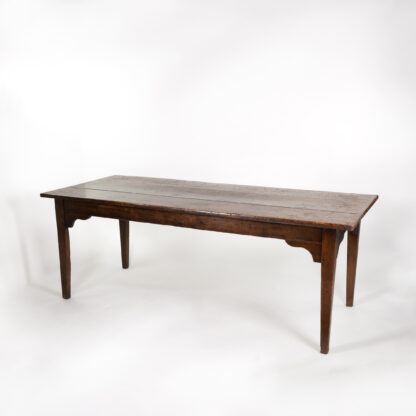 English Fruitwood Farm Table With Tapered Legs, Circa 1850.
