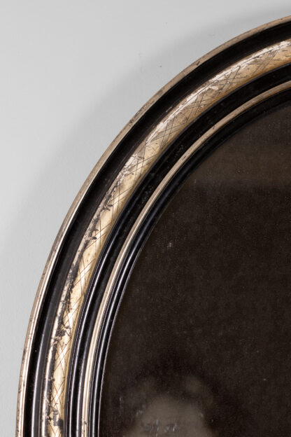 Ebonized And Silver Gilt Oval Mirror Frame With Original Mercury Plate, English Circa 1880