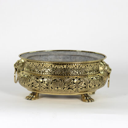 Oval Pierced Brass Jardinière, French Circa 1870
