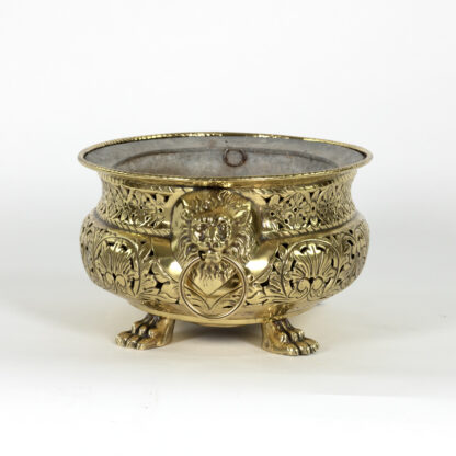 Oval Pierced Brass Jardinière, French Circa 1870