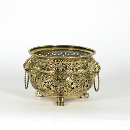 Round Pierced Brass Jardinière, French Circa 1870