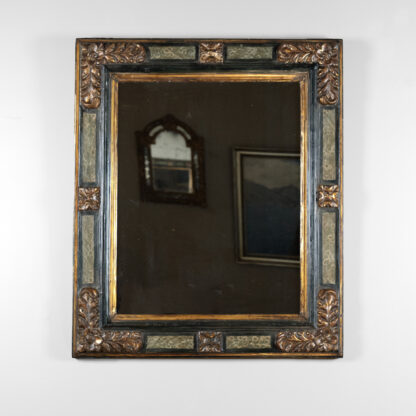 Spanish Giltwood and Painted Mirror Frame with Faux Marble Accents, Circa 1750