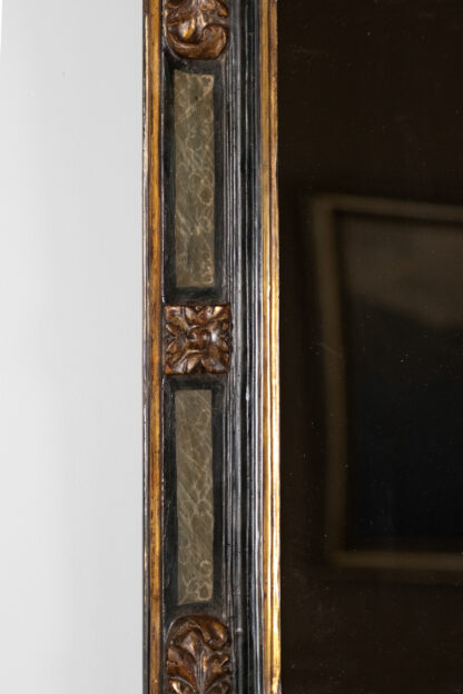 Spanish Giltwood and Painted Mirror Frame with Faux Marble Accents, Circa 1750