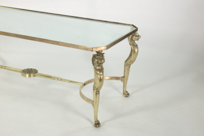French Cast Bronze Coffee Table with Lion Head Motif, Circa 1950