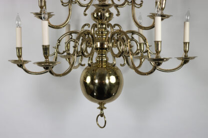 Triple Tier, 18 Light Dutch Brass Baroque Style Chandelier, Circa 1880