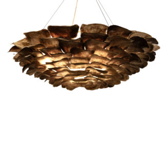 Large Oyster Saddle Shell and Mica Pendant Chandelier, American 20th Century